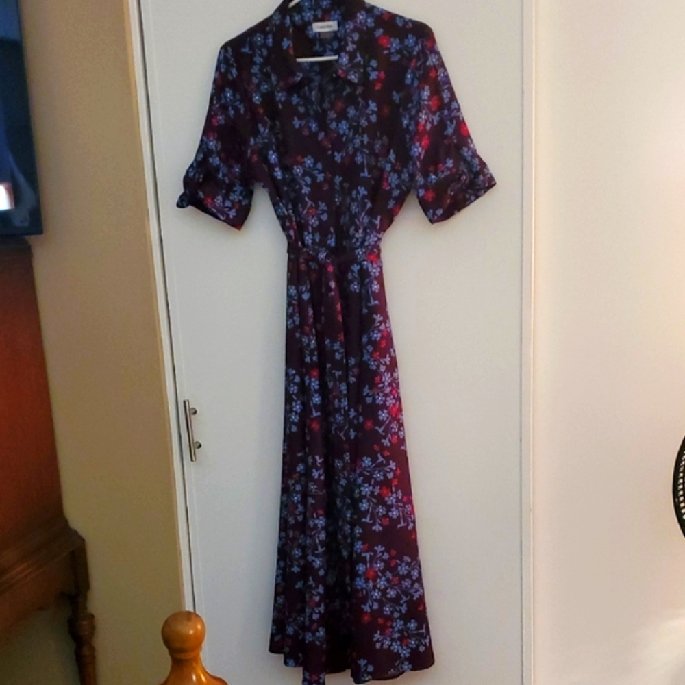 Calvin Klein Burgundy Floral Maxi Dress